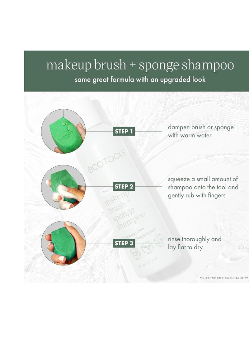 Ecotools EcoTools Cleanser Shampoo for Makeup Brush/Sponge/Puffs, Remove Makeup & Impurities, Fragrance-Free, No Harsh Chemicals, Vegan & Cruelty-Free, 6 fl.oz./177 ml, 1 Count - Image 3