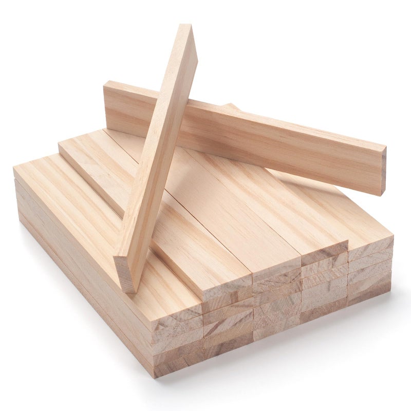 Coowayze Wood Strips Slats Wooden Dowels for Crafts 14 1 6 30 PCS Wood Trim Flat Lumber Boards Square Dowel Rods Wooden Sticks for Crafting Woodworking Model Making - Image 3