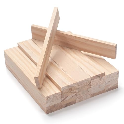 Coowayze Wood Strips Slats Wooden Dowels for Crafts 14 1 6 30 PCS Wood Trim Flat Lumber Boards Square Dowel Rods Wooden Sticks for Crafting Woodworking Model Making - Image 1