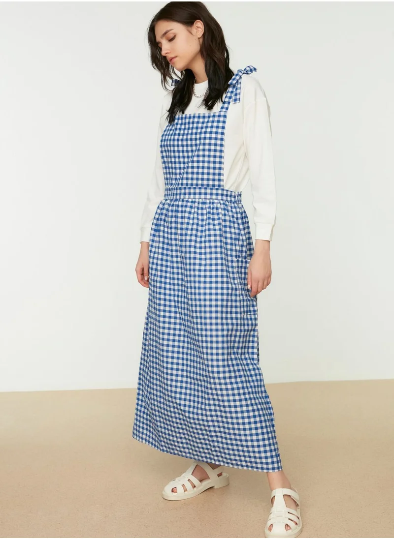 trendyol Square Neck Gingham Dress