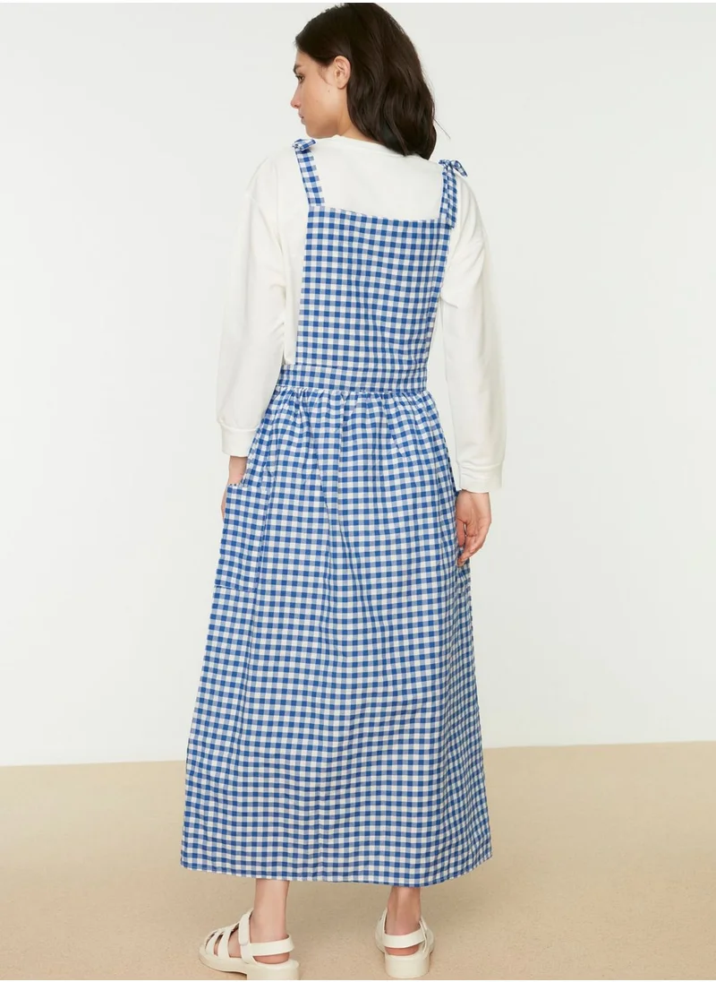 trendyol Square Neck Gingham Dress
