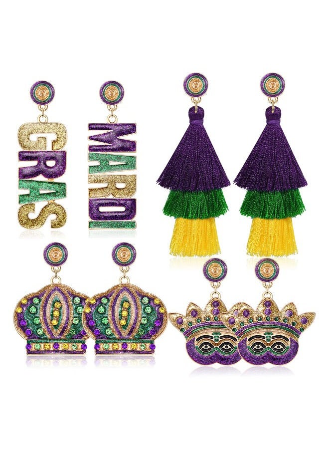 BSJELL Christmas Earrings Beaded Holiday Earrings for Women Christmas Tree Snowflake Tassel Dangle Earrings New Years Mardi Gras Earrings Festive Party Jewelry Gifts, Metal, not know - Image 1