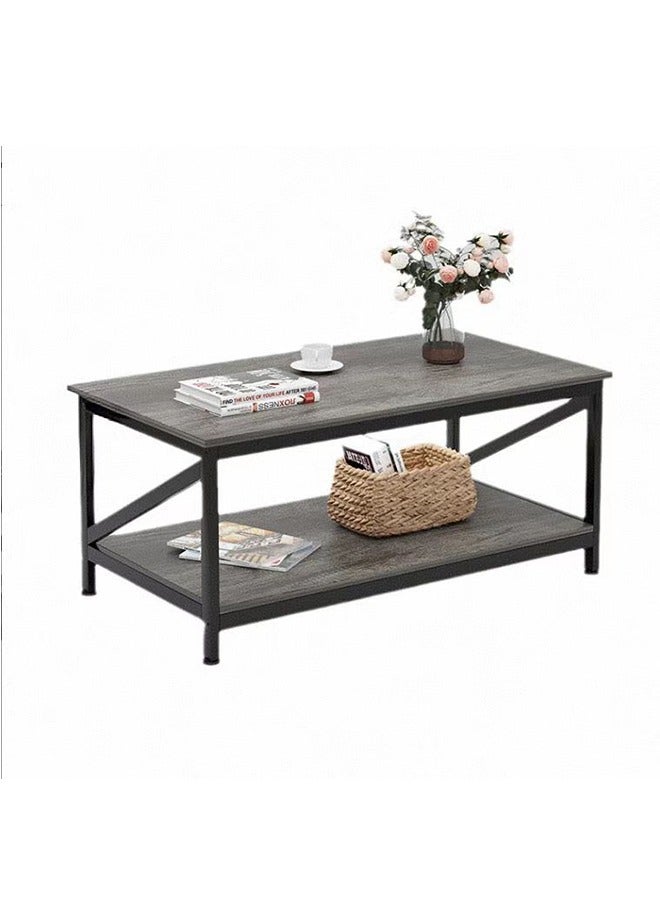 Generic Coffee Table for Living Room Modern Rectangle 2-Tier End Tables with Storage Industrial Wood Center Table Metal Leg for Large or Small Spaces Apartment Home Office - Image 1