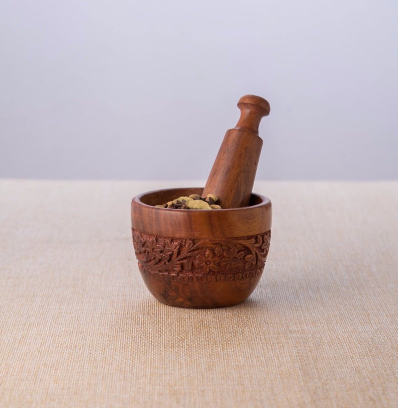Onlineshoppee Wood Kitchen Tool Set Carved Pestle and Mortar, Natural Wooden Mortar and Pestle for Herbs, Spices, and Cooking Thoughtful and Practical Gift for Any Occasion - Image 2