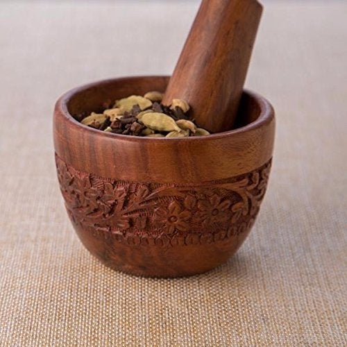 Onlineshoppee Wood Kitchen Tool Set Carved Pestle and Mortar, Natural Wooden Mortar and Pestle for Herbs, Spices, and Cooking Thoughtful and Practical Gift for Any Occasion - Image 3