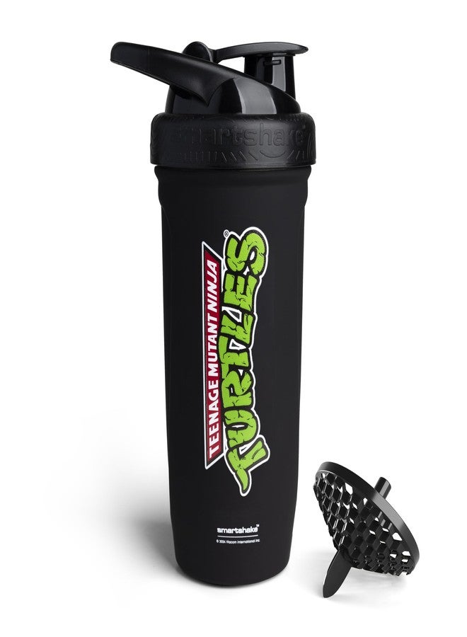 Smartshake TMNT Reforce Stainless Steel Protein Shaker Bottle - Non Insulated Unisex Gym Bottle | Metal Shaker Bottles - 900 ml | 30 oz - Leakproof Screw-on Lid - BPA Free | New Black - Image 1