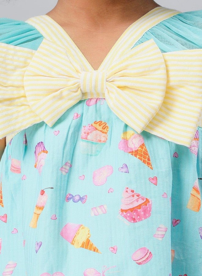 One Friday Kids Girls Aqua Cotton V-Neck Top - Image 3