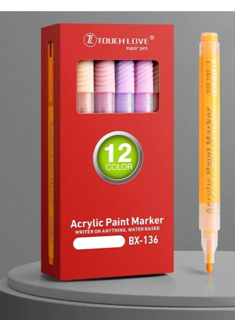 TOUCH LOVE Acrylic Marker Pen Waterproof Does Not Fade DIY Graffiti Pen Children's Hand-painted Quick-drying Clothes Complementary Color  - Image 1