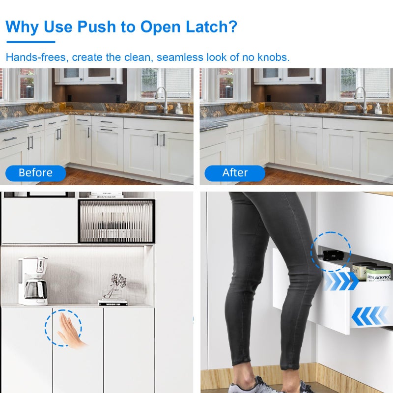 Jiayi Magnetic Push Door Catches Jiayi 2 Pack Cabinet Push Magnet Touch Latches Kitchen Door Magnetic Press Latch for Cabinet Door Closure Push Catch Pop Out Cabinet Hardware Black - Image 3