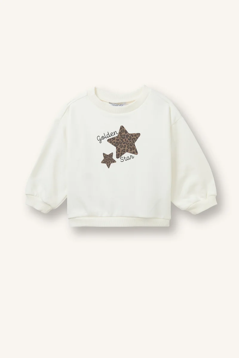 ديفاكتو Baby Girl Regular Fit Crew Neck Thick Fabric Sweatshirt
