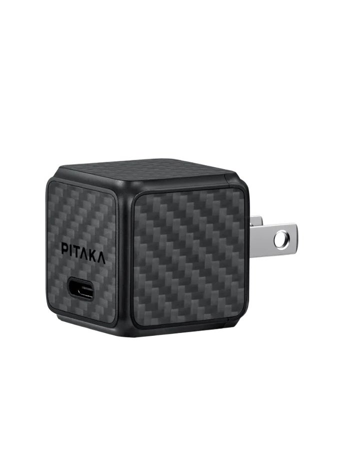 بيتاكا مجموعة شاحن PITAKA USB C GaN بقوة 30 وات وكابل Flex Braided C to C - اسود  - Image 1