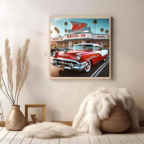 KTHOFCY 5D DIY Diamond Painting Kits for Adults, Classic Amertcan Muscle car Full Drill Embroidery Cross Stitch Crystal Rhinestone Paintings Pictures Arts Wall Decor Painting Dots Kits 11.8X11.8 inch - Image 2