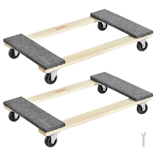 VEVOR Hardwood Furniture Moving Dolly 30 in x 18 in 4 x 3 PP Swivel Casters Heavy Duty Wooden Mover Dollies Moving Cart with Wheels for Heavy Furniture 1000 lbs Capacity 2 Pack - Image 1