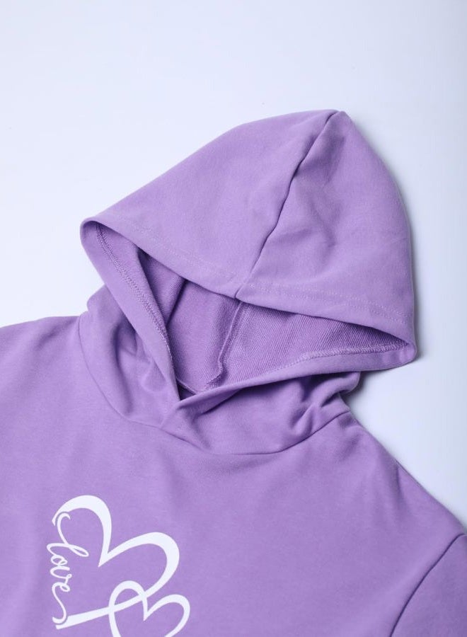 WELAKEN Print Sweatshirt for Girls Toddler & Kids II Big Girl's Pullover Hoodies, Heart-purple, 10 years - Image 5