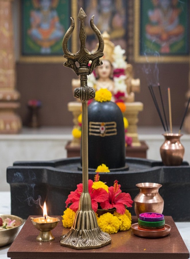 ESPLANADE Brass Shiva Shiv Bholenath Trishul Trident with Damru - 11" Inches - Image 2
