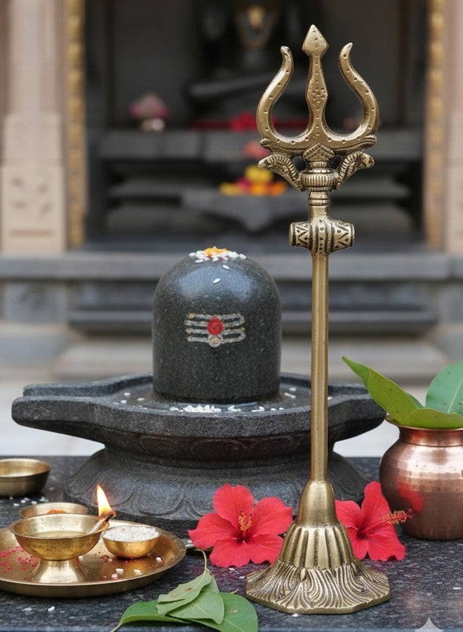 ESPLANADE Brass Shiva Shiv Bholenath Trishul Trident with Damru - 11" Inches - Image 3