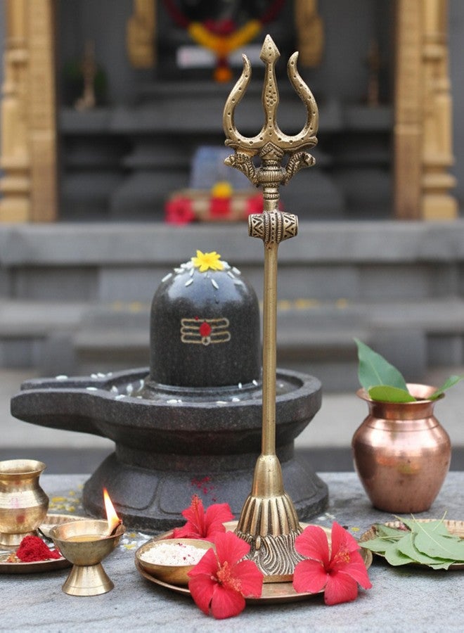 ESPLANADE Brass Shiva Shiv Bholenath Trishul Trident with Damru - 11" Inches - Image 4