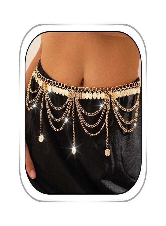 Gangel Gold Waist Chain Layered Coins Belly Chains Adjustable Chain Belts Party Dance Waist Accessories for Women - Image 1