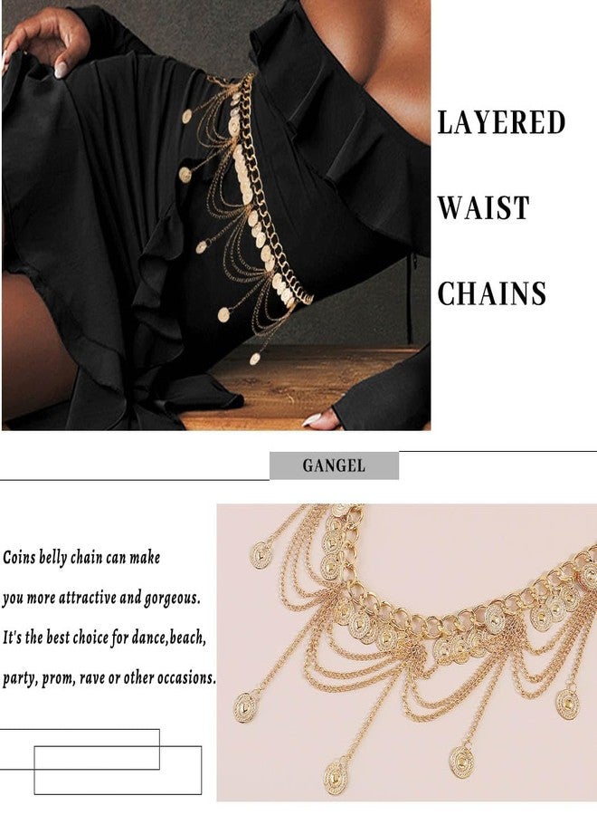 Gangel Gold Waist Chain Layered Coins Belly Chains Adjustable Chain Belts Party Dance Waist Accessories for Women - Image 5