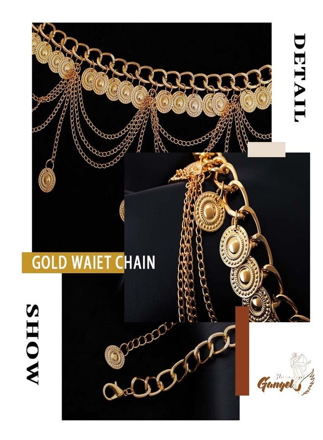 Gangel Gold Waist Chain Layered Coins Belly Chains Adjustable Chain Belts Party Dance Waist Accessories for Women - Image 3