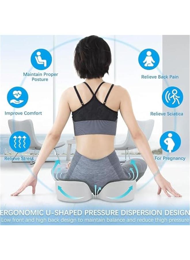 HOOKOR Memory Foam Seat Cushion, Car Seat Cushion, Office Chair Seat Cushion for Relief Tailbone and Hip Tire, Pressure Relief on the Coccyx for Office Chair, Car Seat and Wheelchair (Black) - Image 3