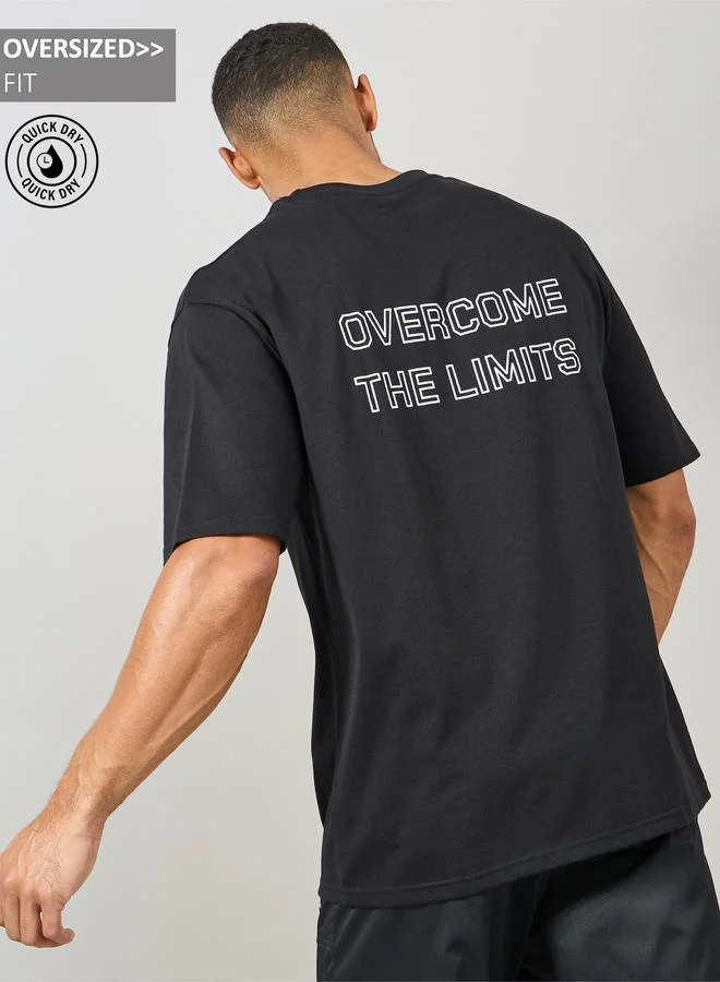 ستايلي اكتيف تيشيرت ستايلي قطن بطباعة أمامية وخلفية مقاس كبير