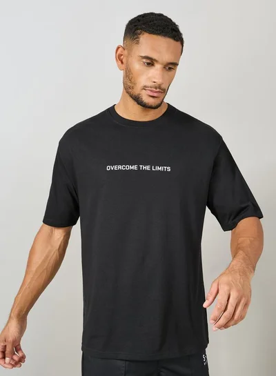 ستايلي اكتيف تيشيرت ستايلي قطن بطباعة أمامية وخلفية مقاس كبير