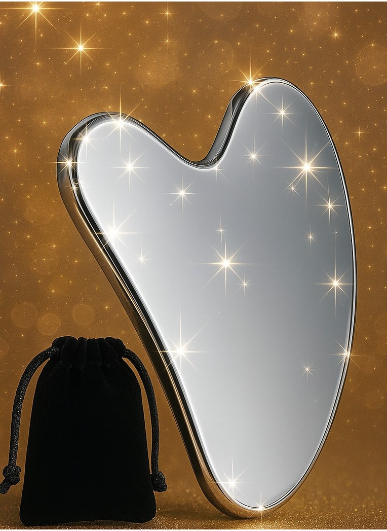 F.A.M.S - Stainless Steel Gua Sha - Metal, Gua Sha Facial Tools Stainless Steel, Reduce Puffiness, Lymphatic Drainage, Facial Tension, Durable Stainless Steel Gua Sha Tool - Image 1