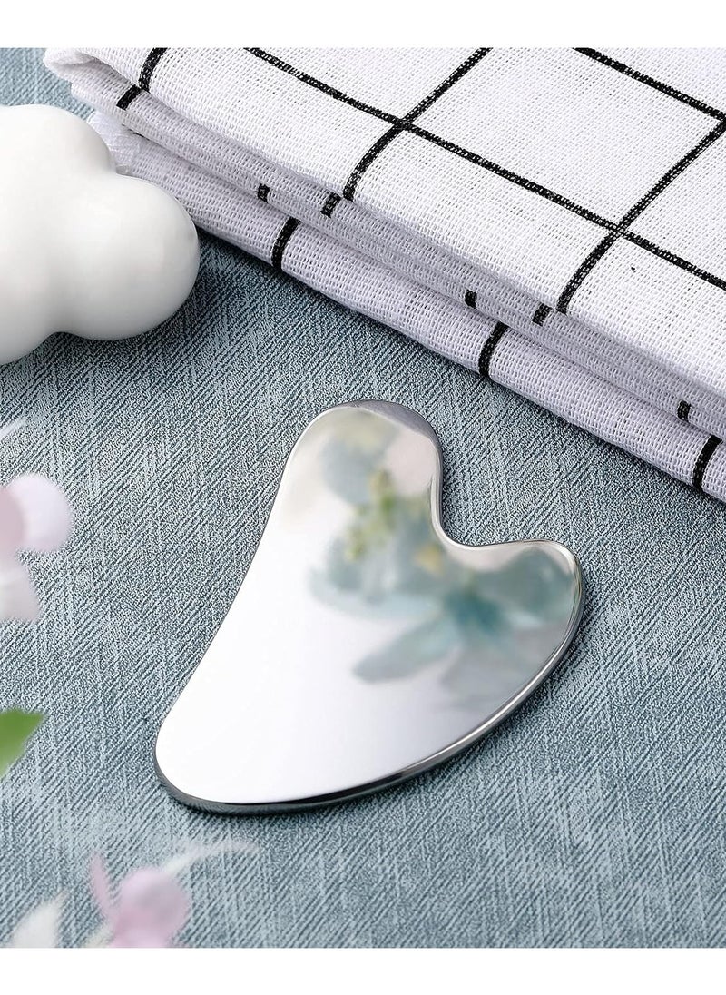 F.A.M.S - Stainless Steel Gua Sha - Metal, Gua Sha Facial Tools Stainless Steel, Reduce Puffiness, Lymphatic Drainage, Facial Tension, Durable Stainless Steel Gua Sha Tool - Image 1