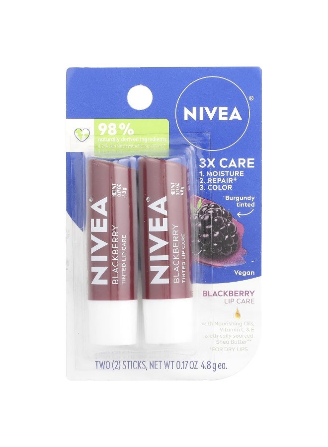 Nivea نيفيا، بلسم شفاه ملون، توت العليق، عبوة من 2، 0.17 أونصة (4.8 جرام) لكل منها - Image 2