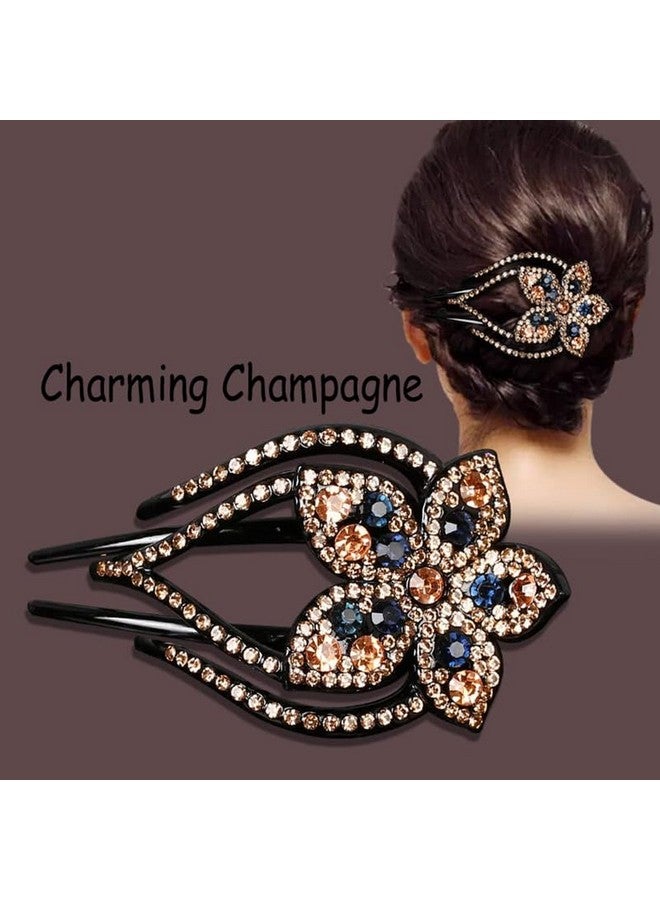 YANWENX 2PCS Shiny Heart Ponytail Hair Accessories Easy to Use Duckbill Clip Fancy Flower Barrette Diamond Bling Hair Accessories for Women and Girls - Image 3