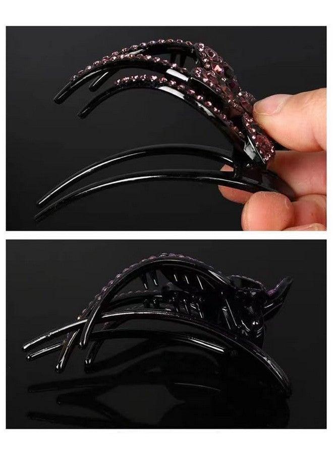 YANWENX 2PCS Shiny Heart Ponytail Hair Accessories Easy to Use Duckbill Clip Fancy Flower Barrette Diamond Bling Hair Accessories for Women and Girls - Image 4