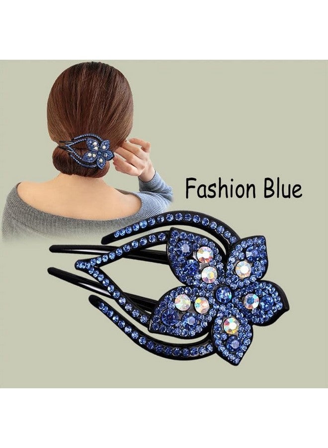 YANWENX 2PCS Shiny Heart Ponytail Hair Accessories Easy to Use Duckbill Clip Fancy Flower Barrette Diamond Bling Hair Accessories for Women and Girls - Image 2