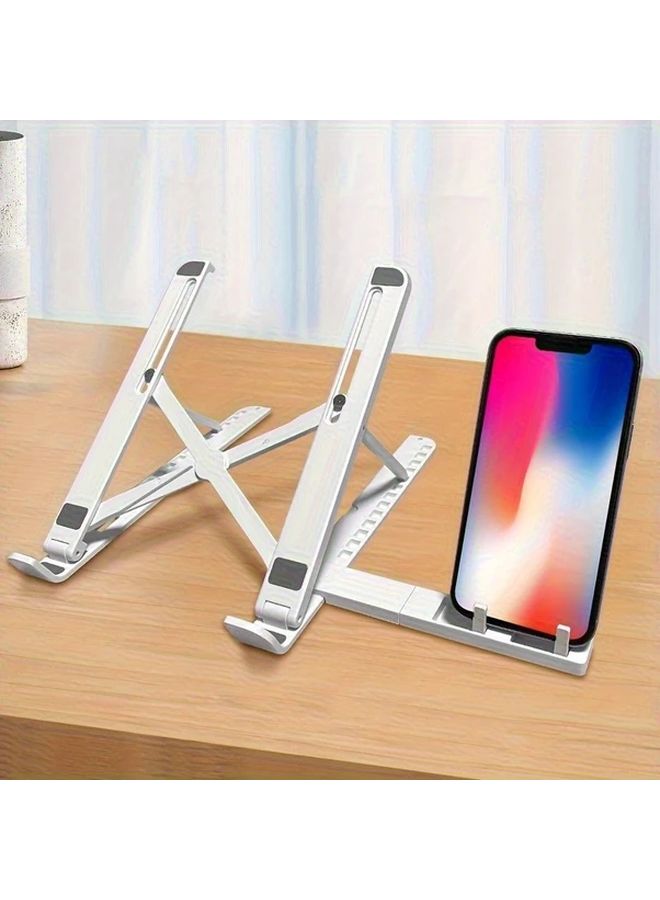 White Adjustable Laptop Stand With Cooling Function Portable Ergonomic Tripod Base - Image 1