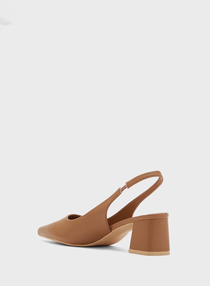 ELLA Pointy Block Heel Sling Back Pump