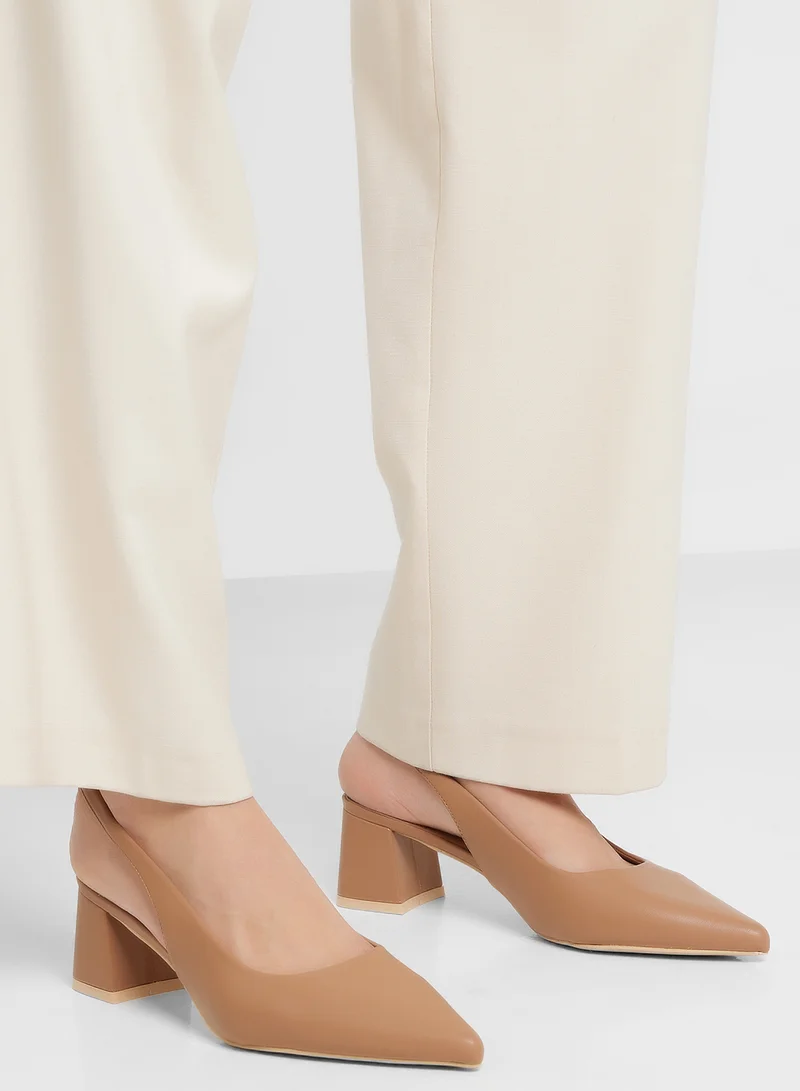 ELLA Pointy Block Heel Sling Back Pump