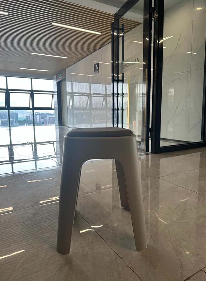 UREVO 1pc Durable Stacking Stools,Backless Stackable Stools Portable Plastic Stack Stools,Comfortable fabric cushions,For Makeup,Kitchen Dining,Classroom,Students,(Grey Color) - Image 2