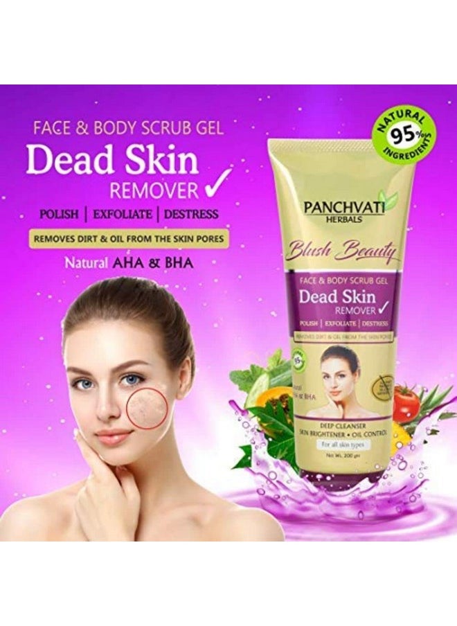 Panchvati Dead Skin Remover Gel With Pineapple, Papaya, Tomato & Cucumber Enzymes Extracts (Face & Body Scrub Gel) Parabens & Sulphate Free, Combo Pack Of 2 (Each 200 Ml) Cleansing Dead Skin & Tan Removal  - Image 4