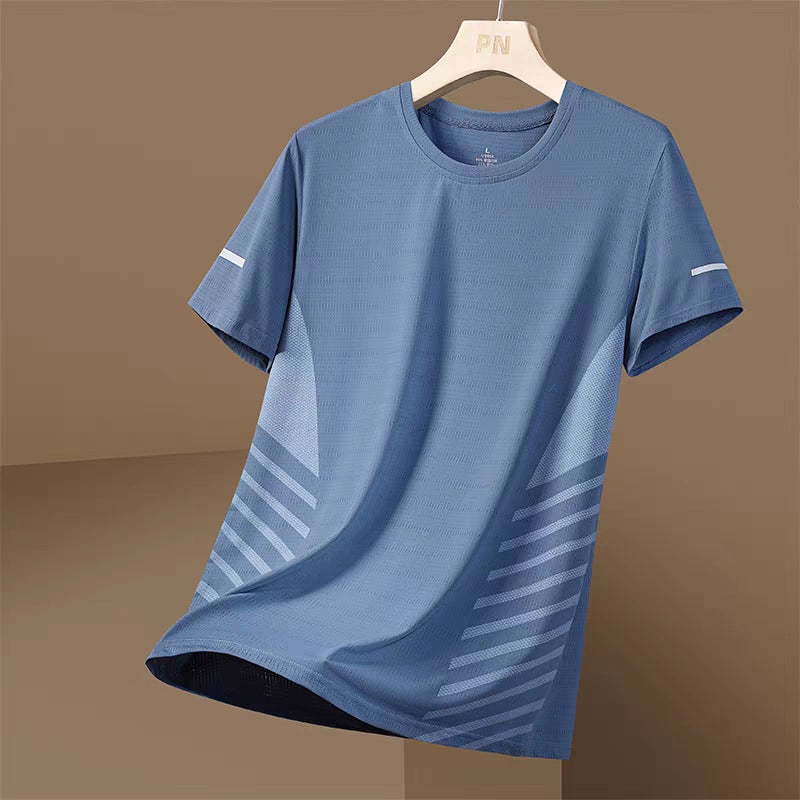 Cool Ice Silk Short-sleeved T-shirt Mens 2024 New Summer Mens Top Mens Quick-drying Loose Mens Summer Clothing Ya 607 short sleeve blue 
