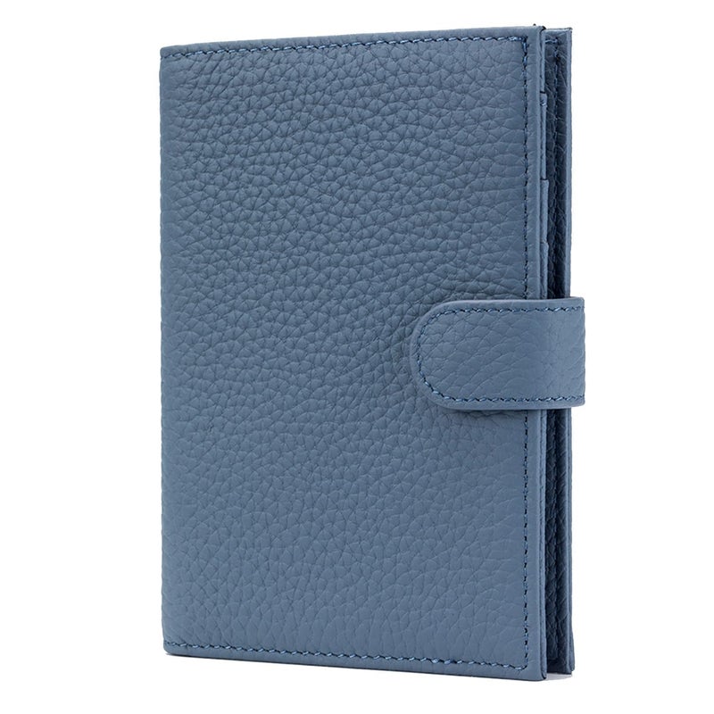 Karmiir RFID Slim Passport Holder for Man & Women, Compact Leather Passport Wallet with Card Holders SIM Slots, Zippered Coins Pocket and Cash Holder Travel Passport Cover Case, Dark Blue - Image 1