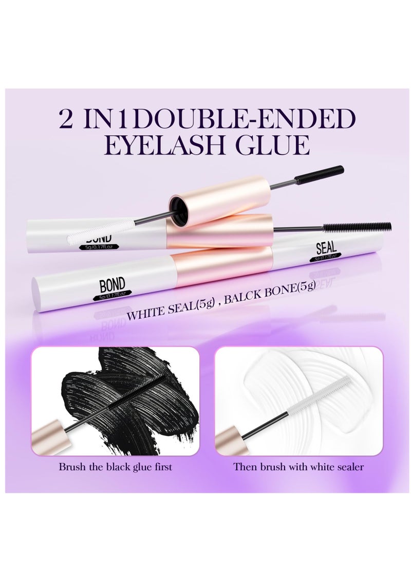 Excefore Lash Bond and Seal Waterproof, Cluster Lash Glue for Cluster Eyelash Extensions, 10ml Long Lasting Eyelash Glue Hold One Week Double-Ended Eyelash Glue for Women and Girl DIY Strong Lash Glue - Image 2