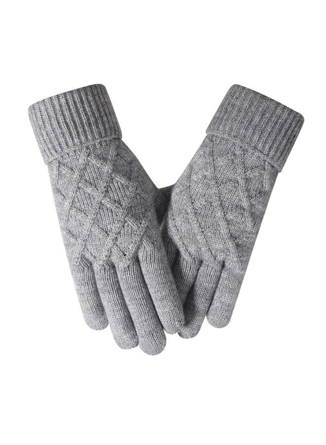 فانسكي قفازات الشتاء للنساء شاشة تعمل باللمس مطاطا الحرارية متماسكة بطانة قفازات دافئة للطقس البارد ، رمادي - Image 1