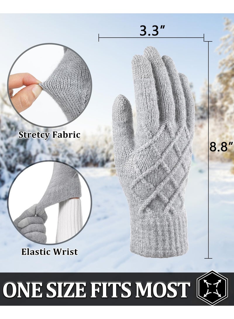 فانسكي قفازات الشتاء للنساء شاشة تعمل باللمس مطاطا الحرارية متماسكة بطانة قفازات دافئة للطقس البارد ، رمادي - Image 4