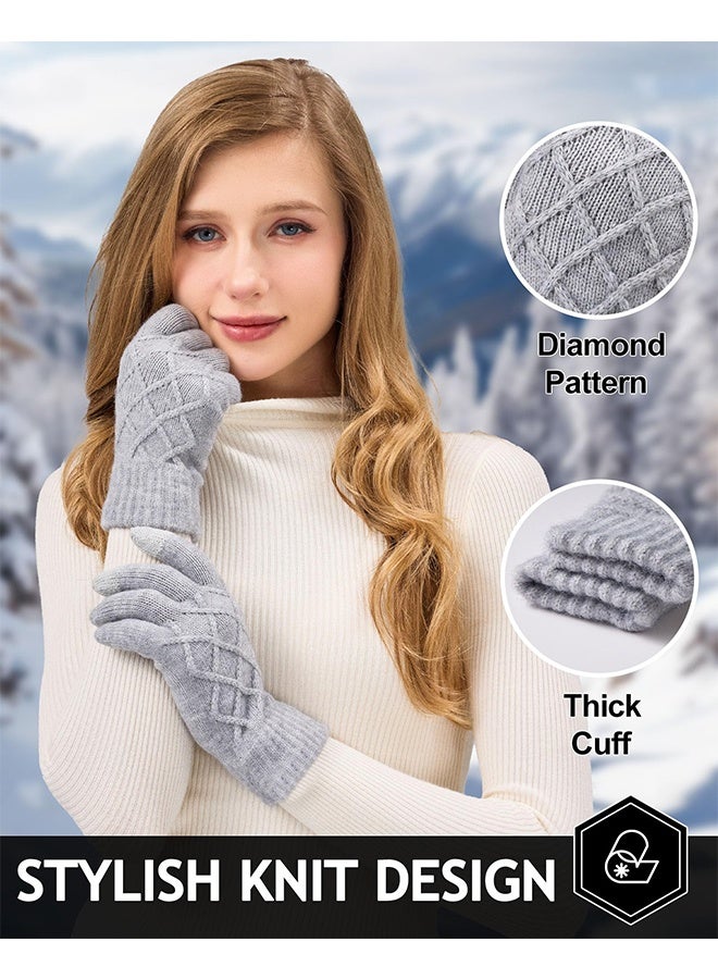 فانسكي قفازات الشتاء للنساء شاشة تعمل باللمس مطاطا الحرارية متماسكة بطانة قفازات دافئة للطقس البارد ، رمادي - Image 5