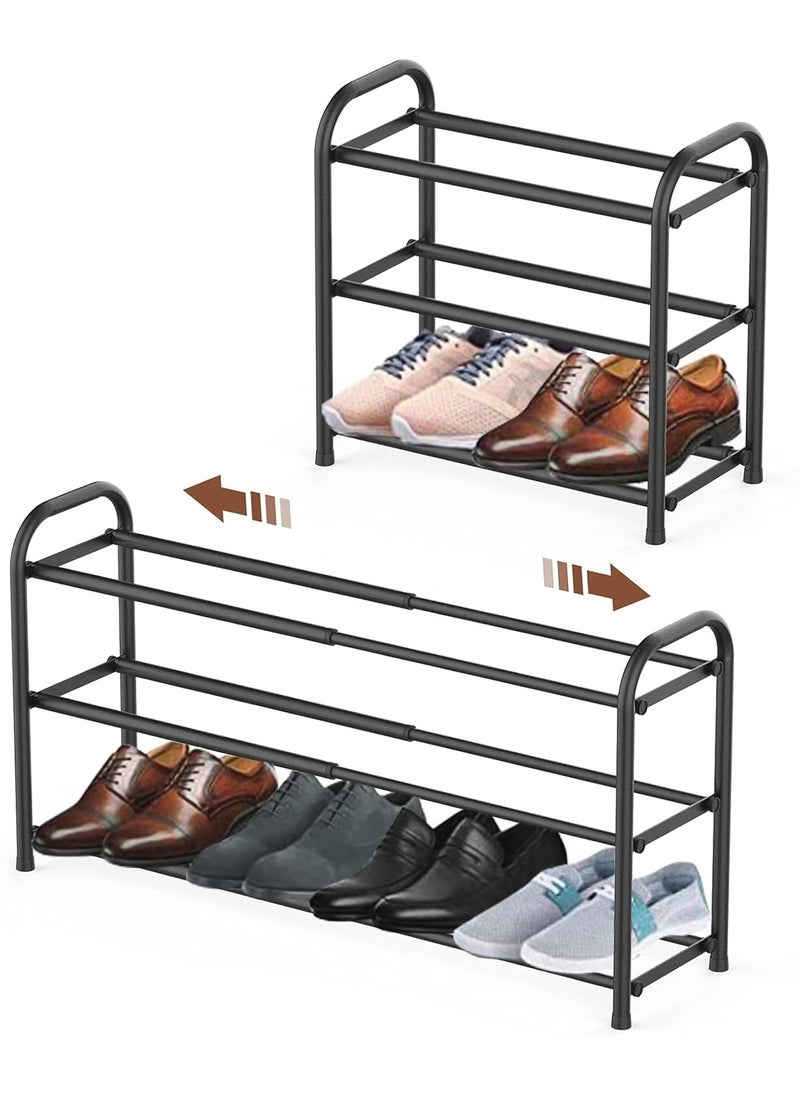 Abja Novelties Abja Novelties Popular Rack In Us Market Expandable Heavy Duty Shoe Rack Adjustable Shoe Shelf Storage Organizer Metal Free Standing Home Shoe Rack 3 Tier Black  - Image 1