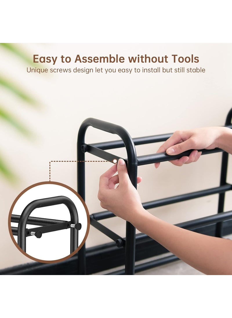Abja Novelties Abja Novelties Popular Rack In Us Market Expandable Heavy Duty Shoe Rack Adjustable Shoe Shelf Storage Organizer Metal Free Standing Home Shoe Rack 3 Tier Black  - Image 4