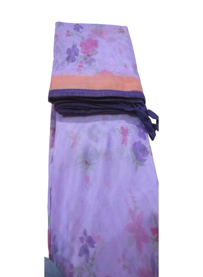 DPK Mosquito Net Pure Cotton Printed King and Queen Size Double Bed machardani net with Lace for Mosquito Protection,Room D�cor, 6x7Ft.Purple - Image 4