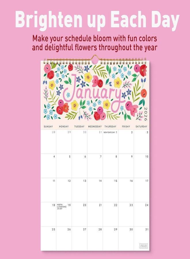 Sweetzer & Orange S&O Five Color Floral Wall Calendar from January 2026-June 2027 - Tear-Off Monthly Calendar - 18 Month Academic Wall Planner - Hanging Organizer to Track Anniversaries & Appointments - 13.5"x10.5”in - Image 5