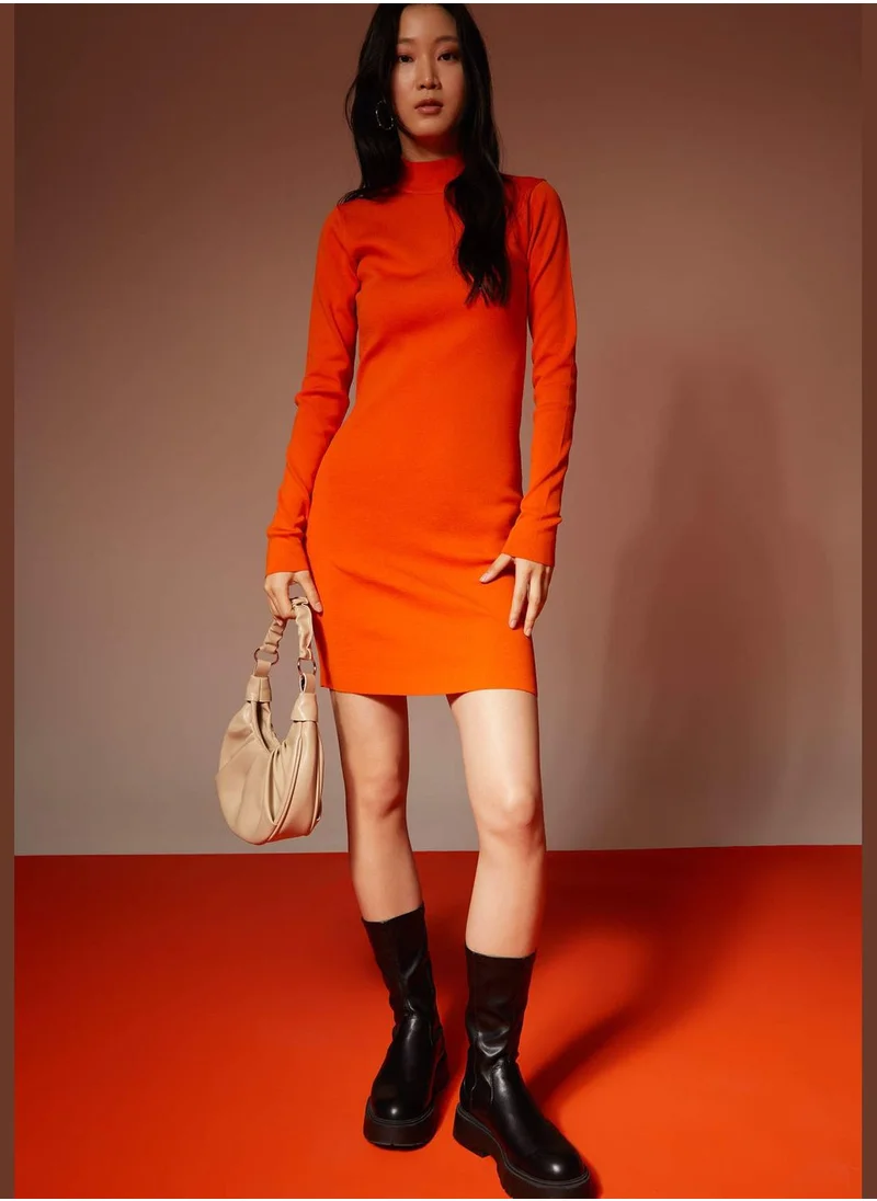DeFacto Fitted Half Turtleneck Long Sleeve Mini Dress
