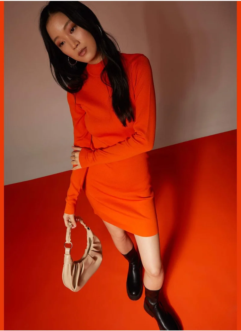 DeFacto Fitted Half Turtleneck Long Sleeve Mini Dress